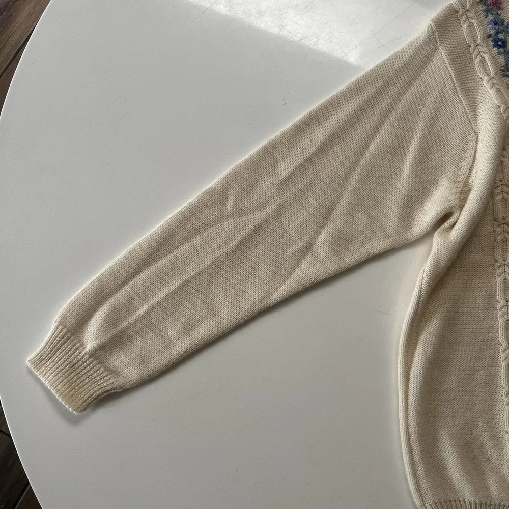 Vintage Alfred Dunner Pullover Sweater Women's Size Large Floral Embellished - Picture 5 of 10